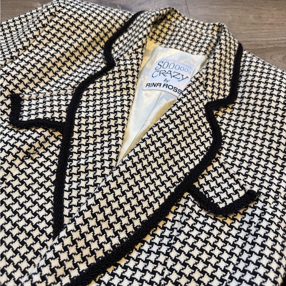 So Crazy by Rina Rossi Women's Black and White Houndstooth Blazer- Size 4 - Picture 4 of 14